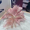 Pearl Floral Feather Scrunchie for Girls – Fairy Ponytail Hair Tie pretty flower hair tie for women