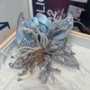 Pearl Floral Feather Scrunchie for Girls – Fairy Ponytail Hair Tie soft fairy scrunchie for girls