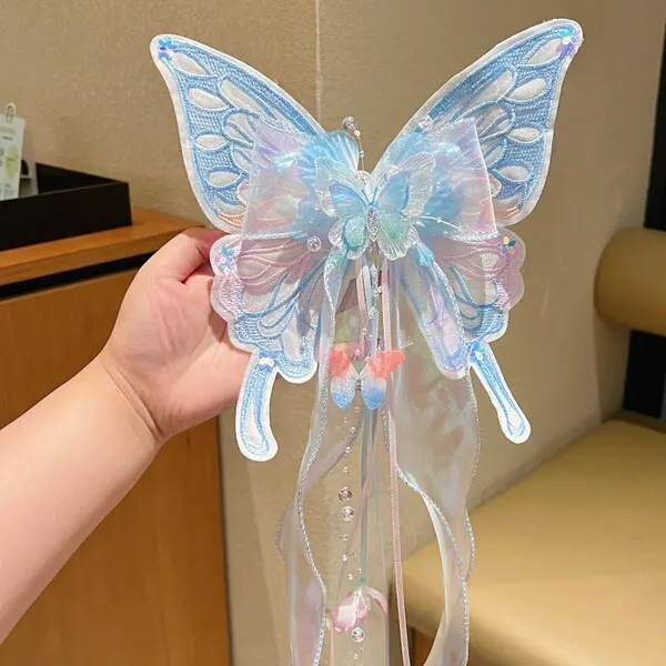 Butterfly Hair Bow Clip Fairy Long Ribbon Hair Clip for Girls in Bangladesh
