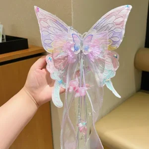 Butterfly Hair Bow Clip Purple Fairy Long Ribbon Hair Clip for Girls in Bangladesh