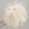beige lace pearl hair tie