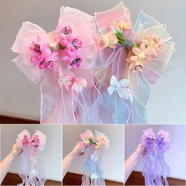 Flora Hair Clip for Women – Long Ribbon Bow