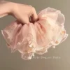 pink multi layered pearl hair tie