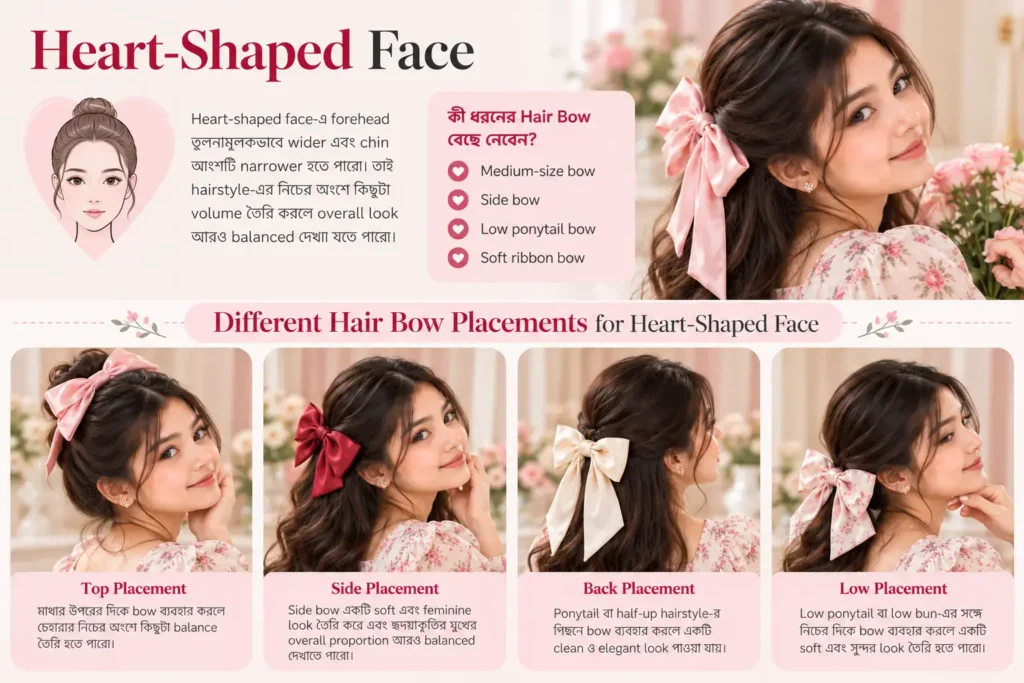 Heart-shaped face hair bow placement guide
