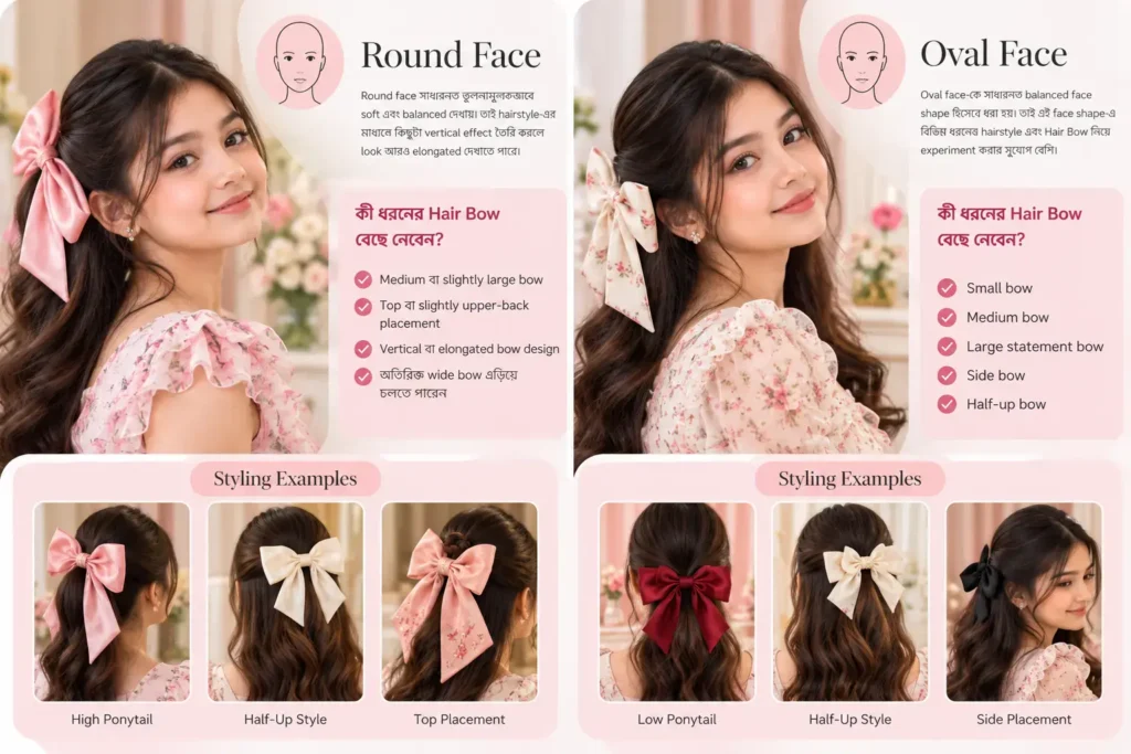 Round and oval face hair bow styling guide